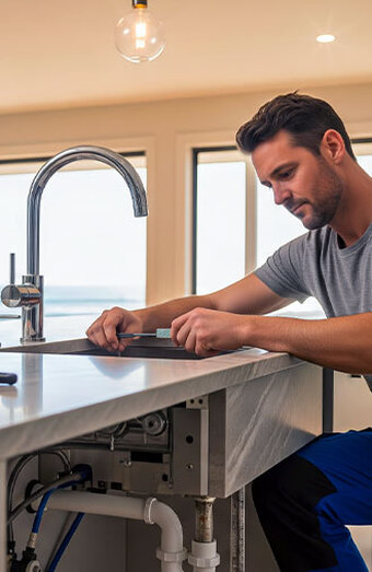 Plumber Fixing Sink Fittings